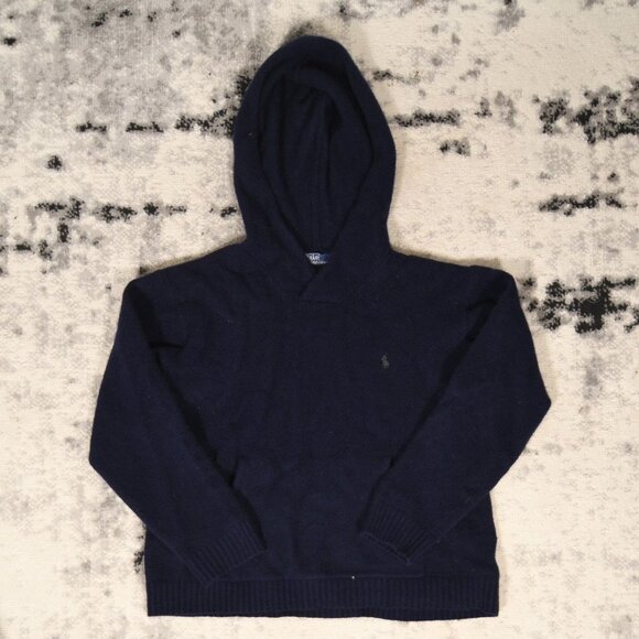 Rare Polo Ralph Lauren Navy Merino Wool Hoodie - Picture 1 of 5